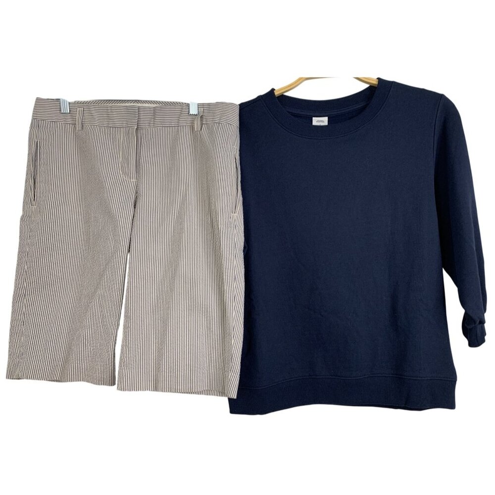 Size 4 Essentials Sweatshirt & J.Crew Seersucker Bermuda Shorts Lot REE10484